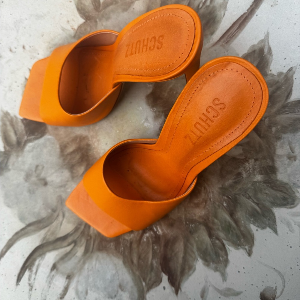 SCHUTZ Women's Bold Orange Heels - Picture 3 of 4